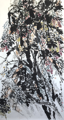 道金平作品《阡陌生林》97x180cm,2017年